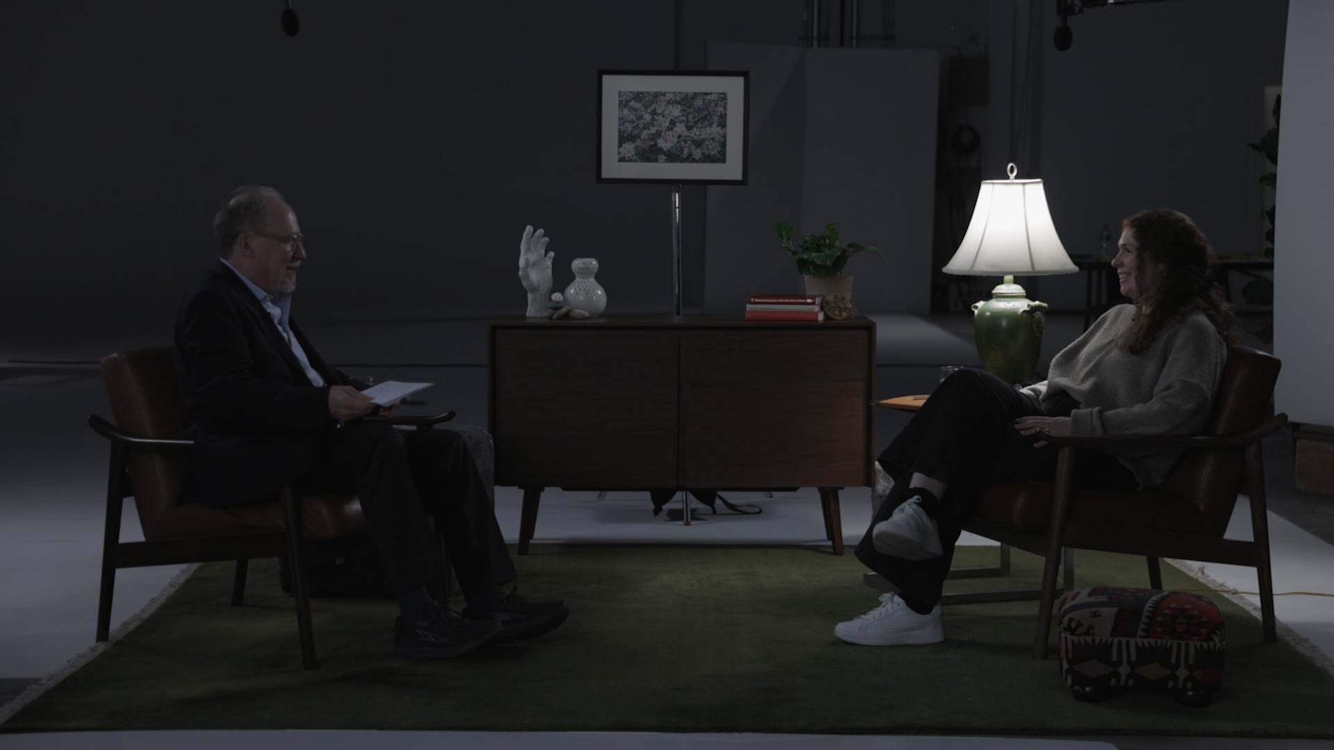 Andrew Tatarsky in conversation on the studio set