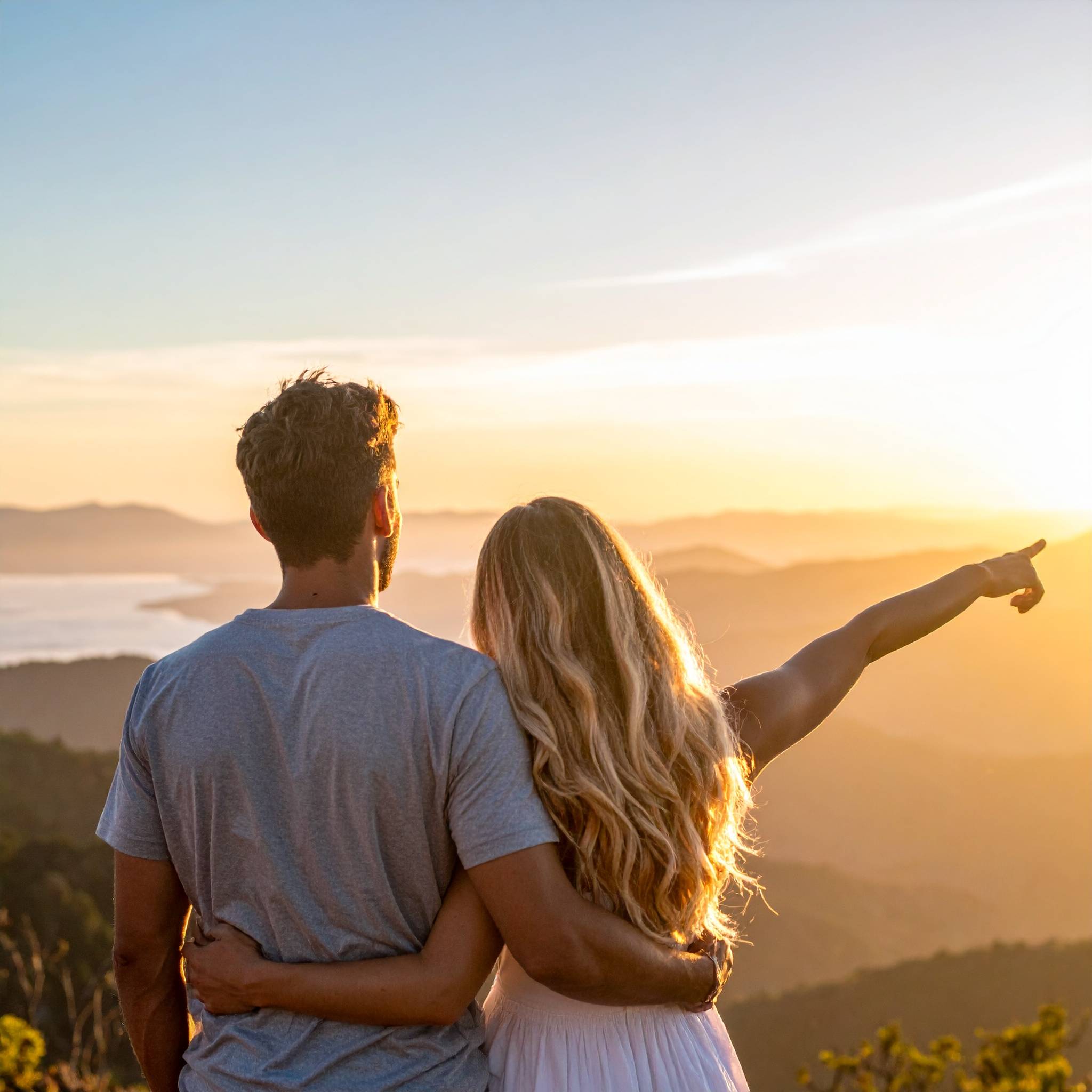 A husband and wife together outdoors