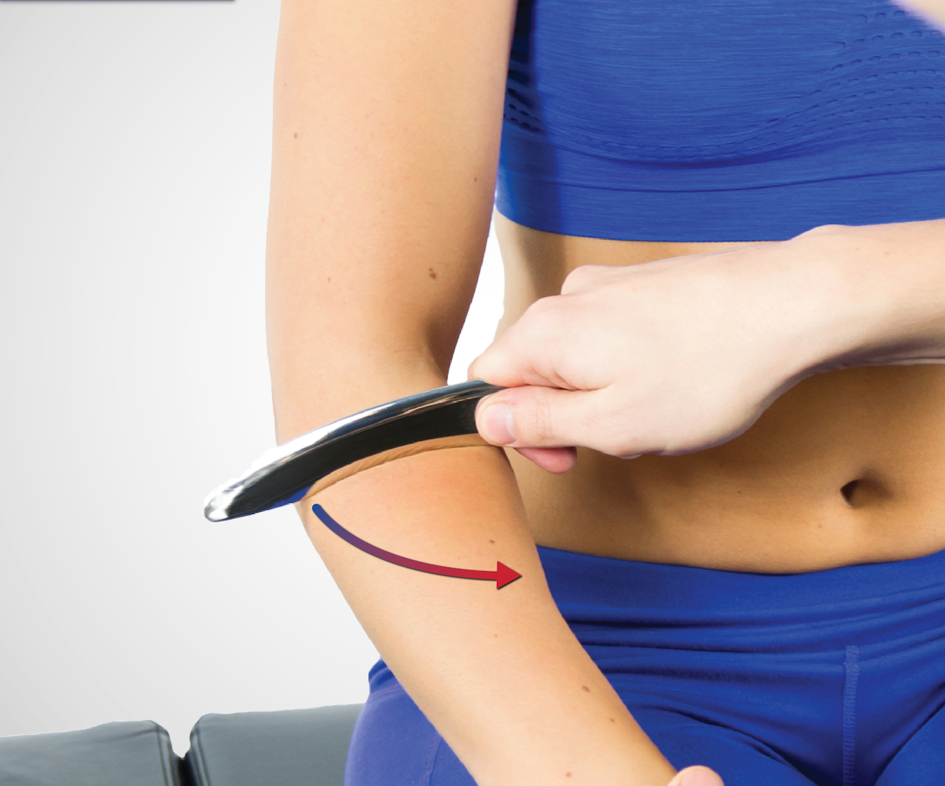 IASTM Scanner Tool used for the diagnostic fanning technique on the forearm.
