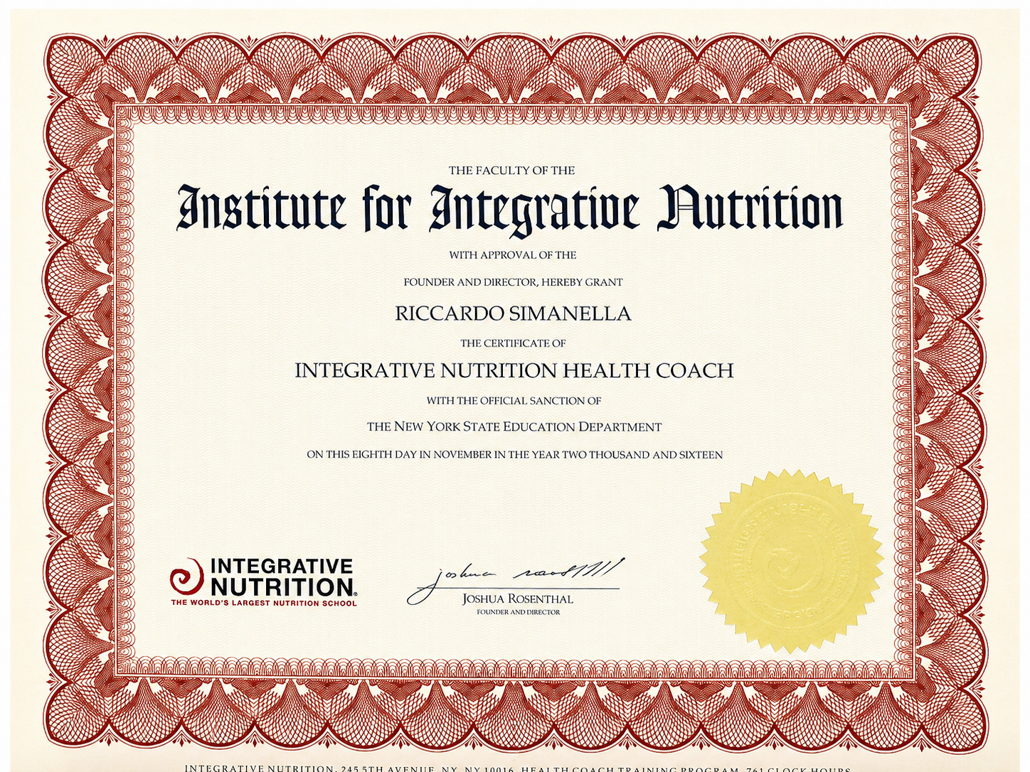Institute for Integrative Nutrition Certification