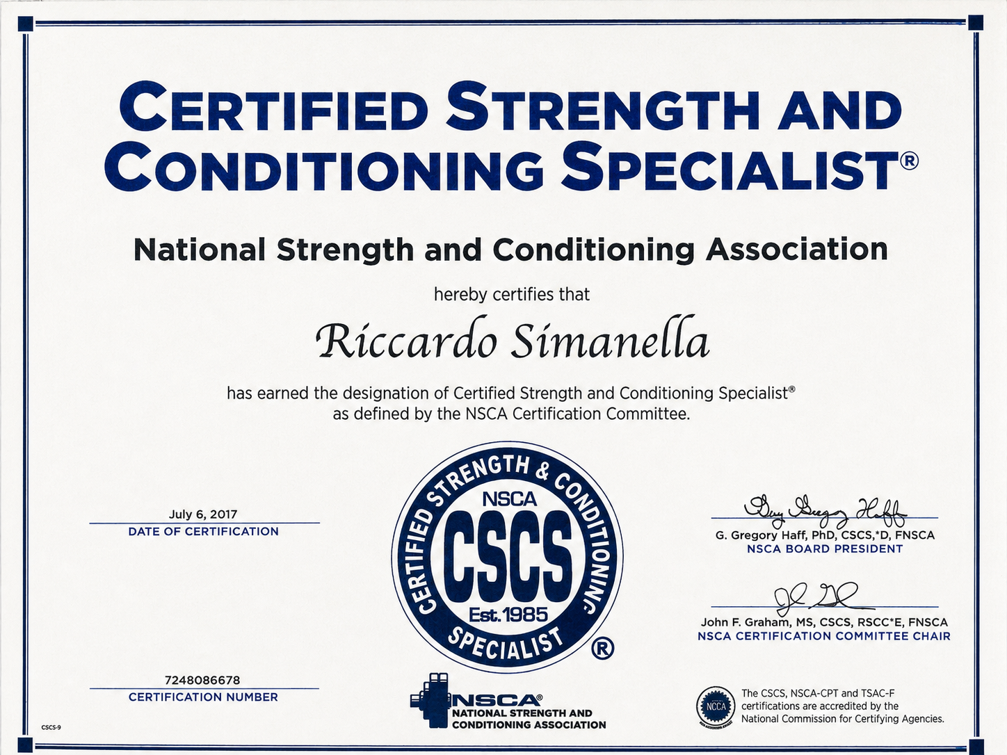 Certified Strength and Conditioning Specialist Certification