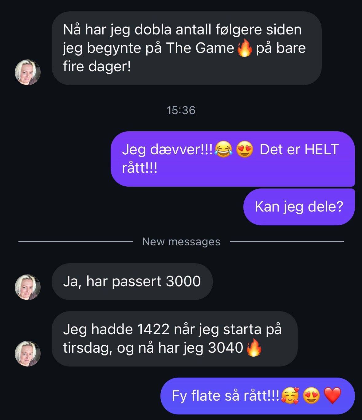 Wenche fikk 1618 nye følgere etter bare 4 dager med The Game