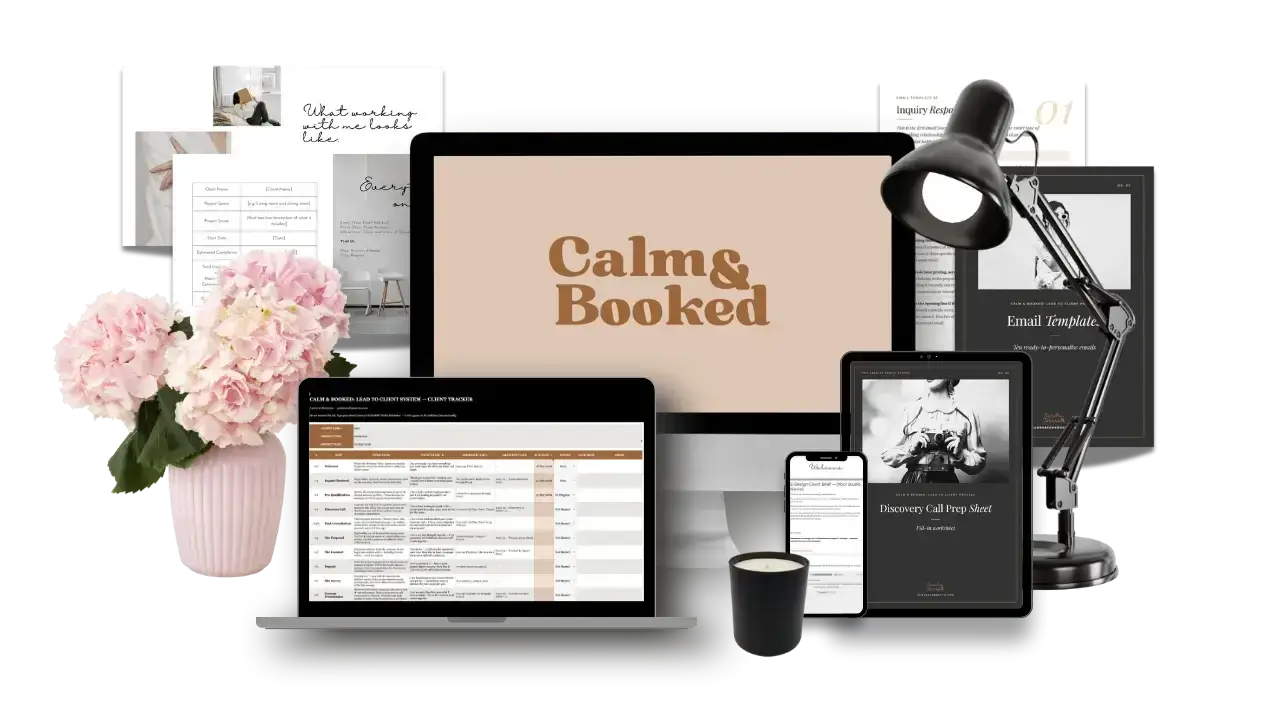 Calm & Booked: Lead to Client System product mockup