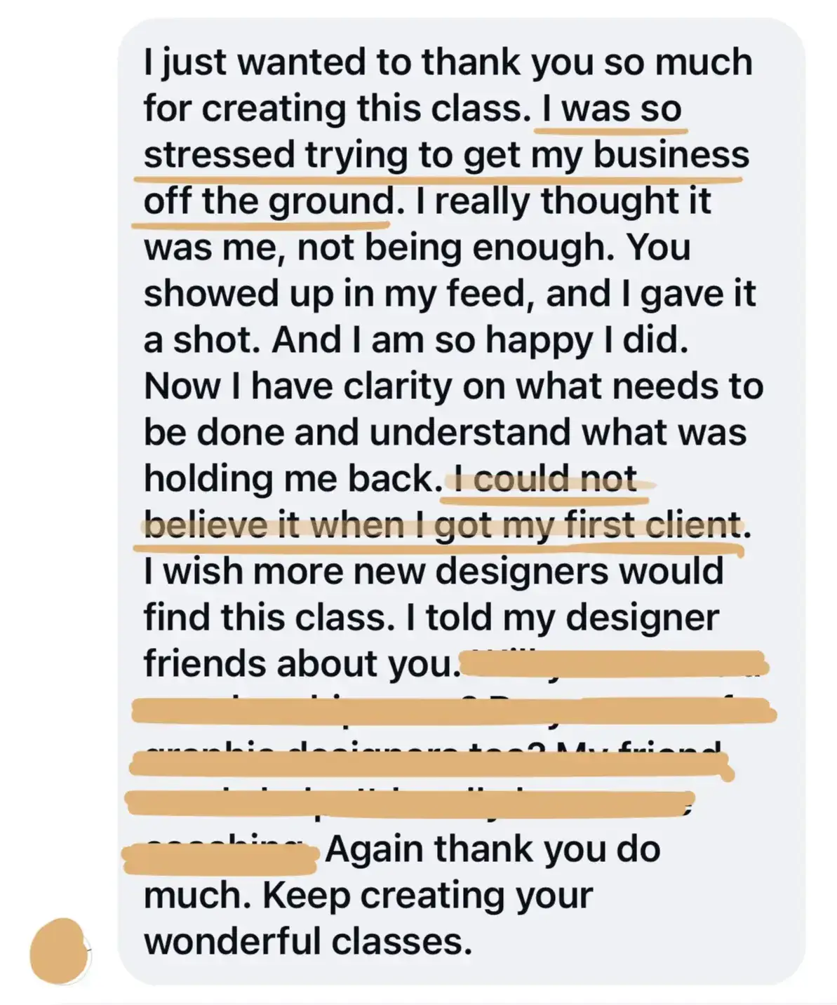 Client testimonial screenshot