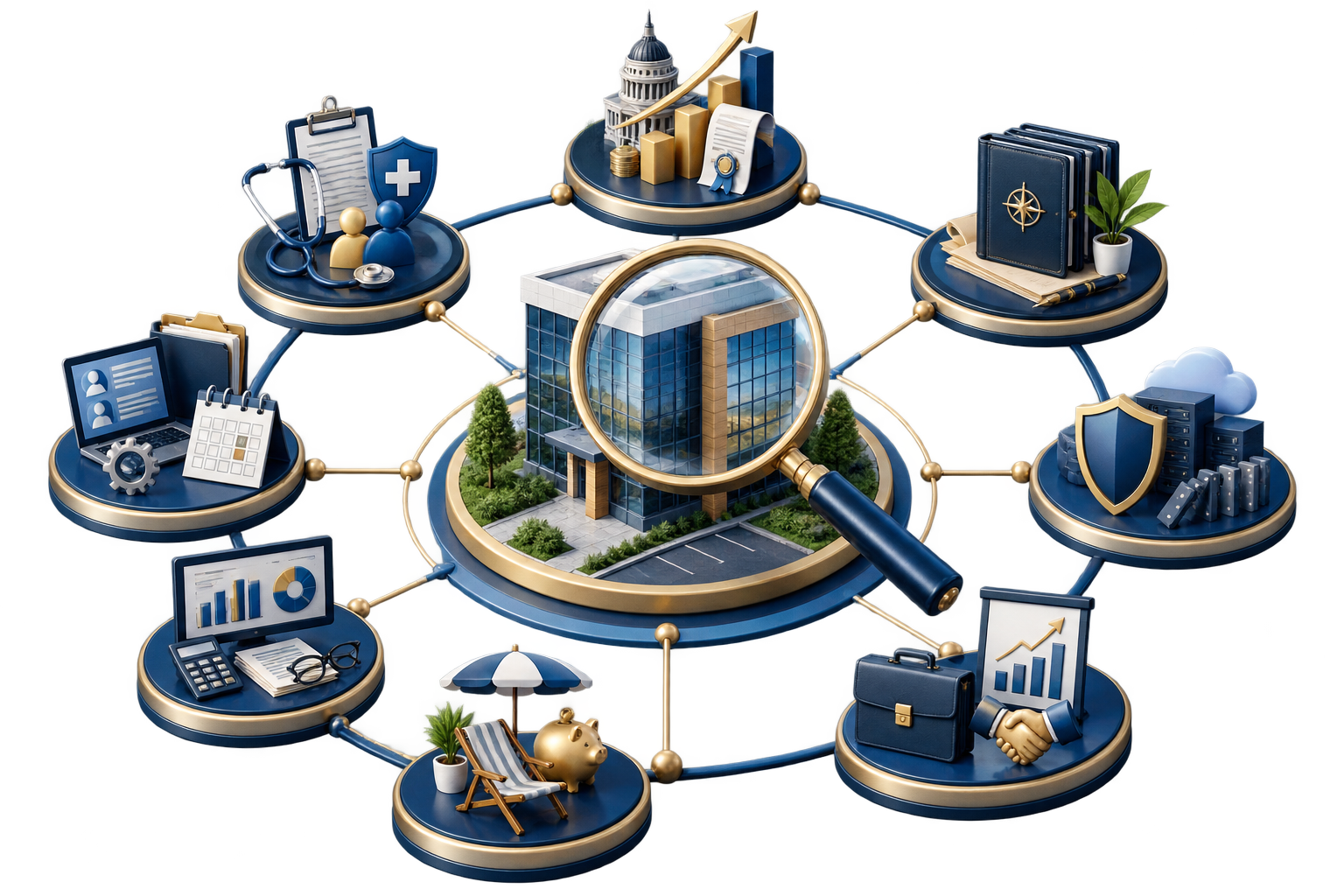 Business financial health and continuity diagnostic illustration