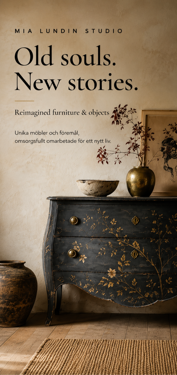 Quiet Scandinavian interior with vintage wooden furniture