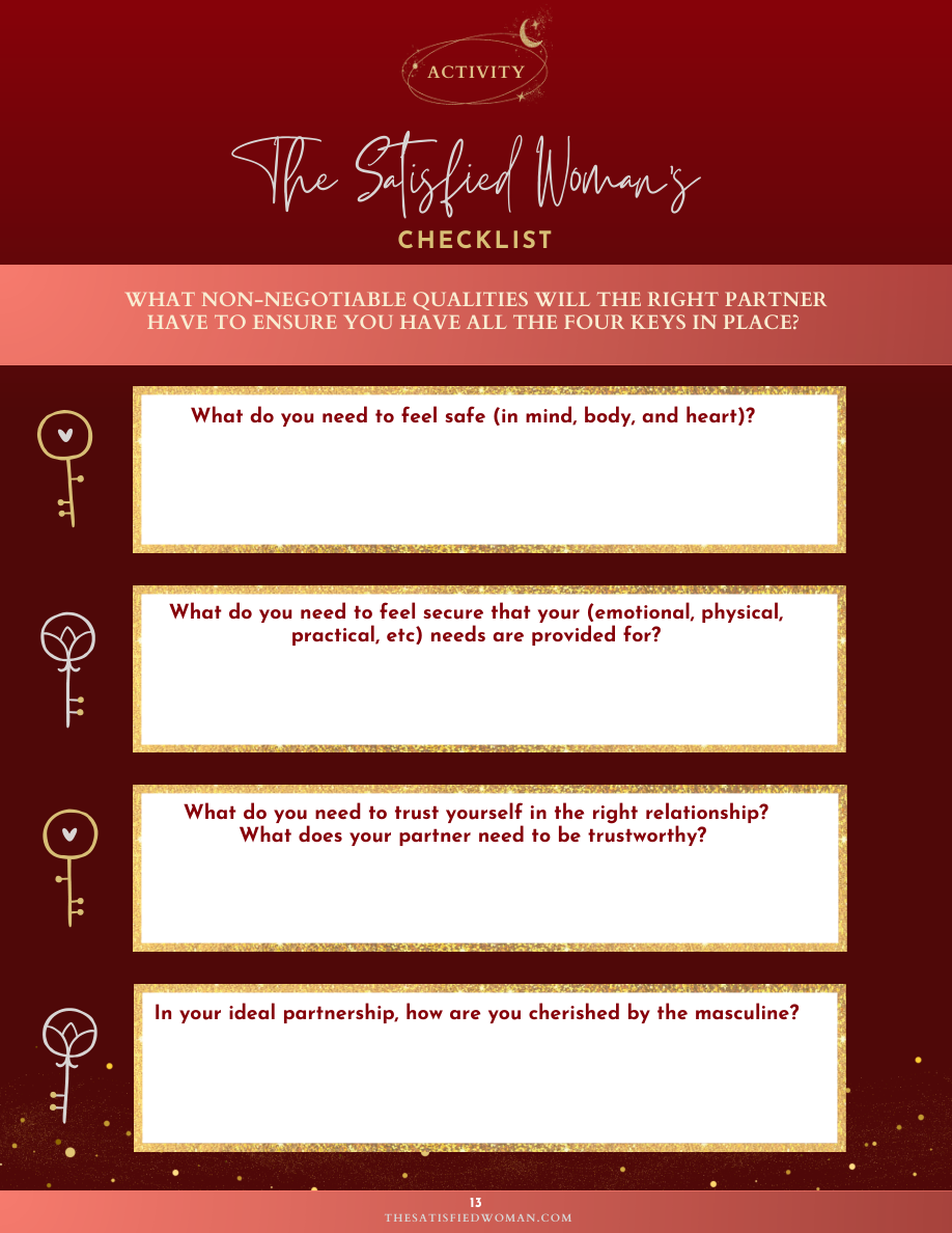 The Four Keys relationship checklist for safety, security, trust, and being cherished
