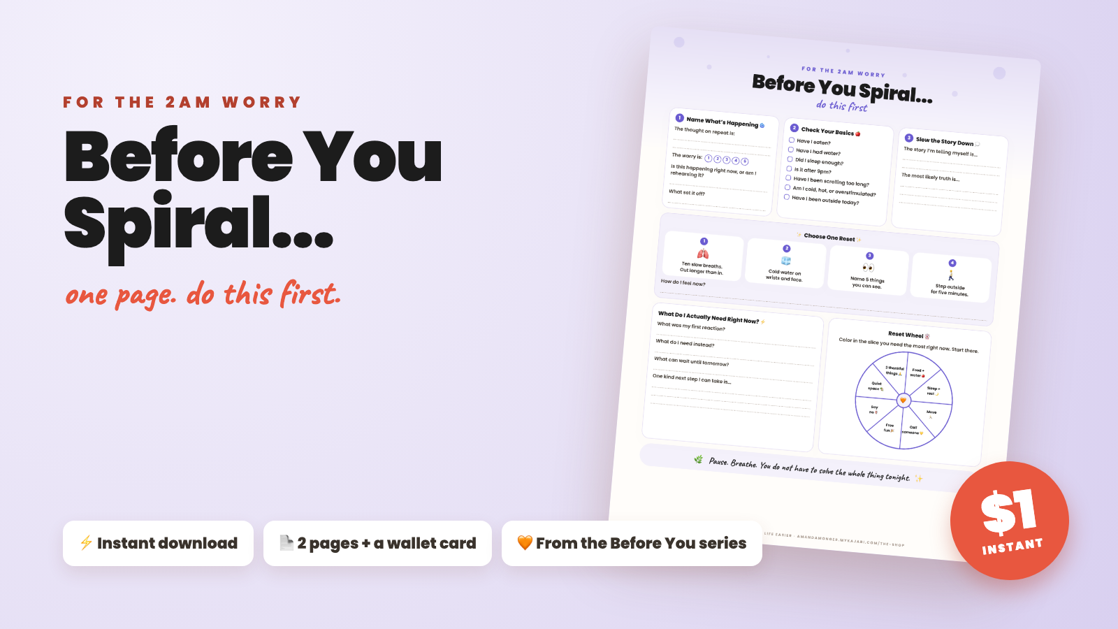 Before You Spiral printable worksheet