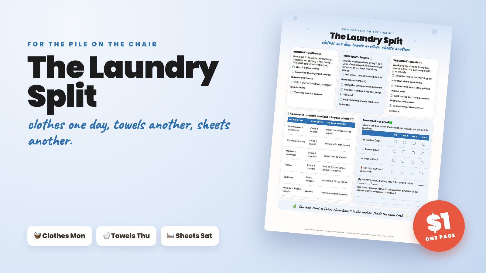 The Laundry Split printable laundry schedule