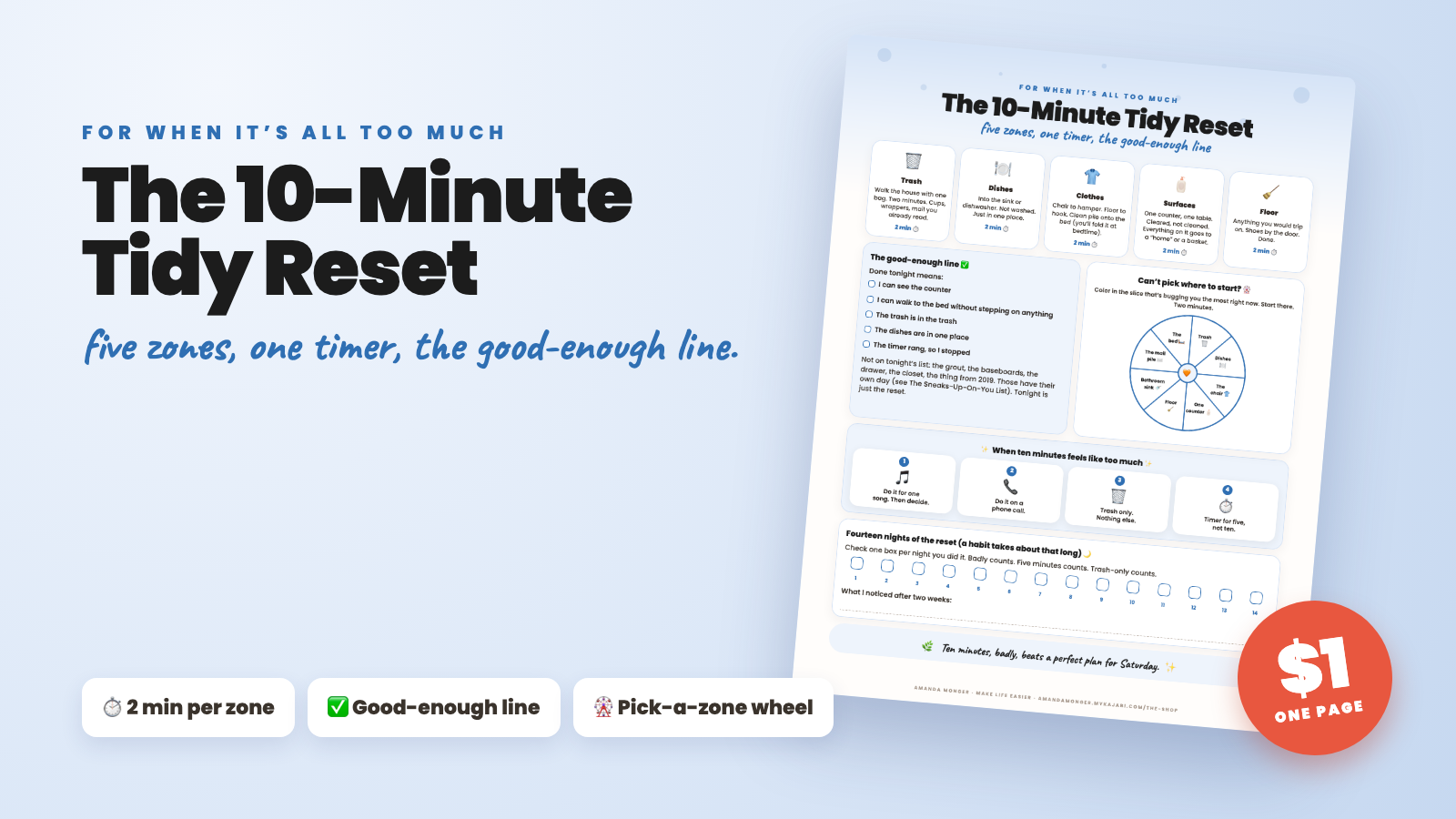 The 10-Minute Tidy Reset printable page