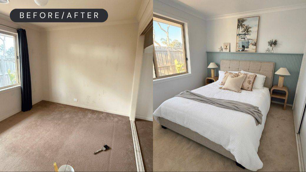 Bedroom before and after