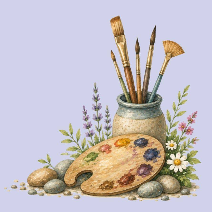 Paint brushes and palette - how to start painting again