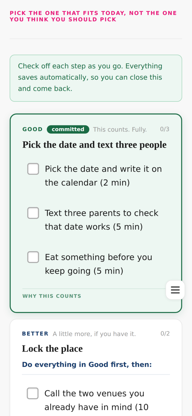 A Good, Better and Best plan built by the app