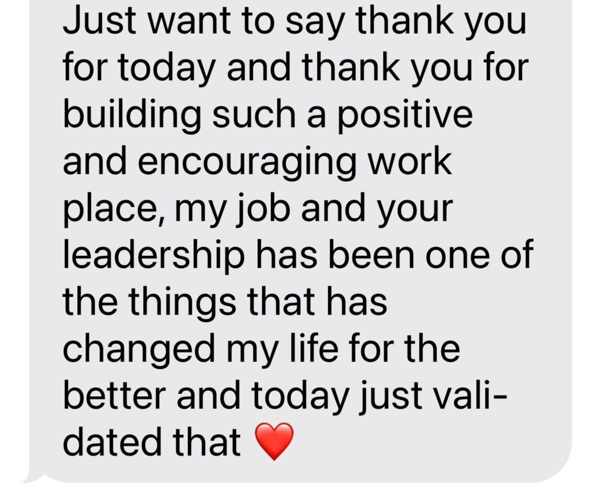 Client message about leadership changing their life