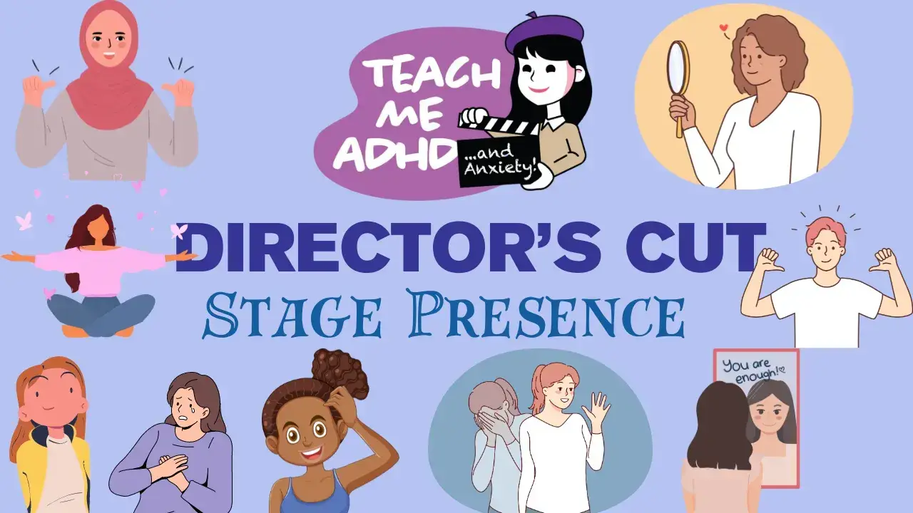 Image says: Teach Me ADHD Director's Cut. What's the show about? All about ADHD. There are graphics of teens and brains all around the outside of the image.