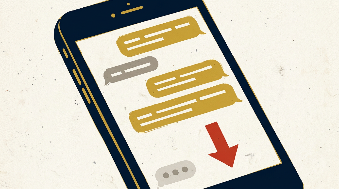 A phone showing a DM conversation that stopped