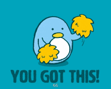 GIF You got this penguin with cheerleading pompoms