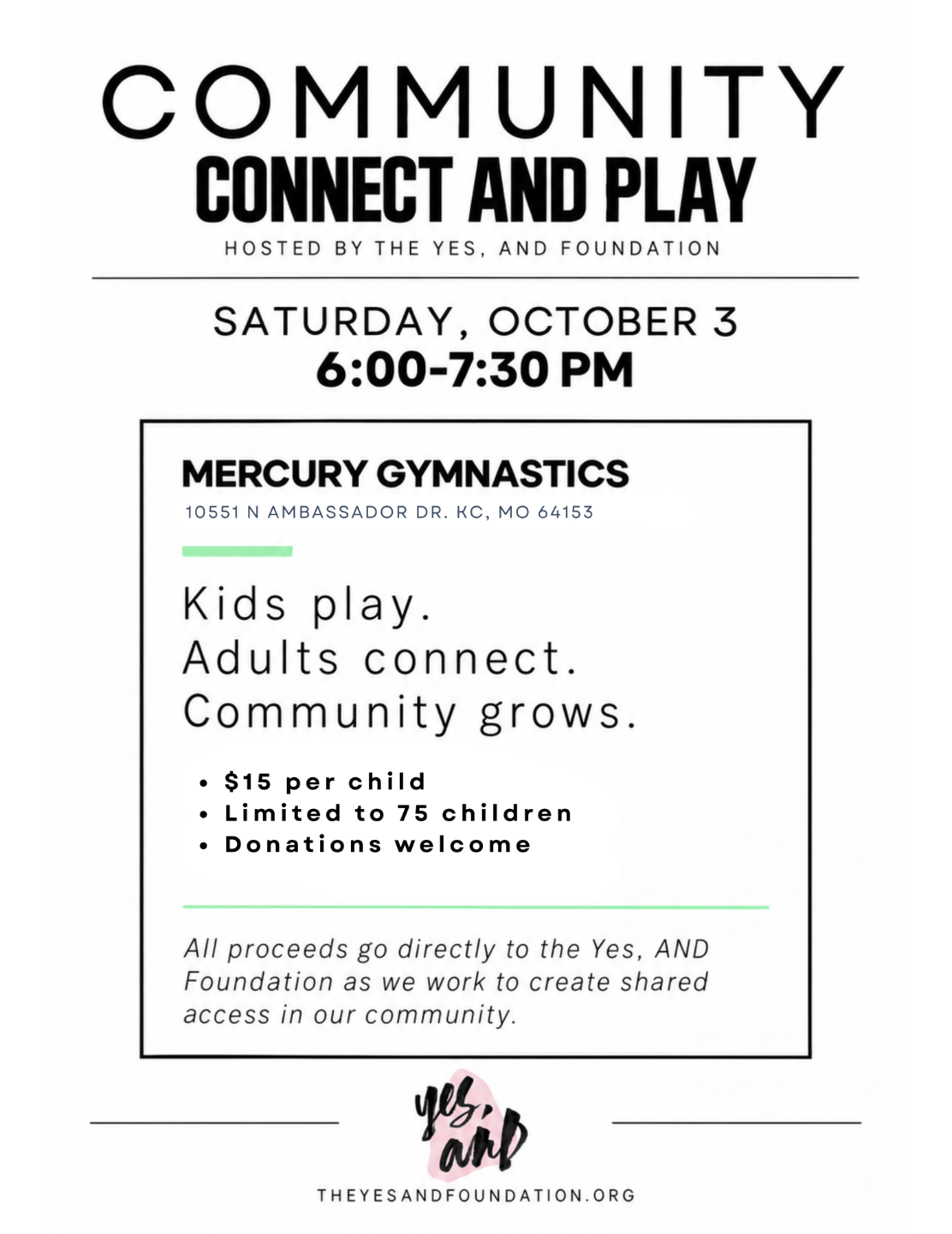 Community Connect & Play event flyer