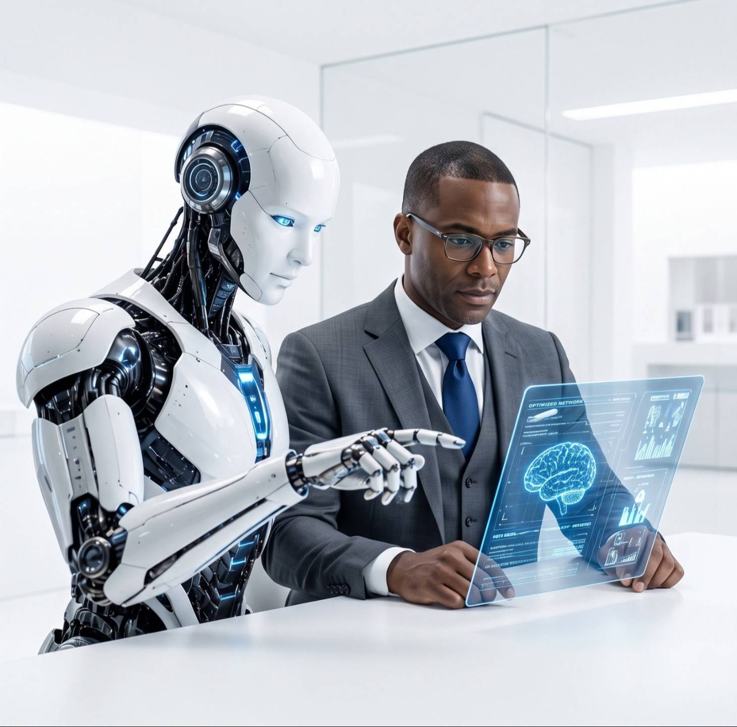 Professional working with AI technology
