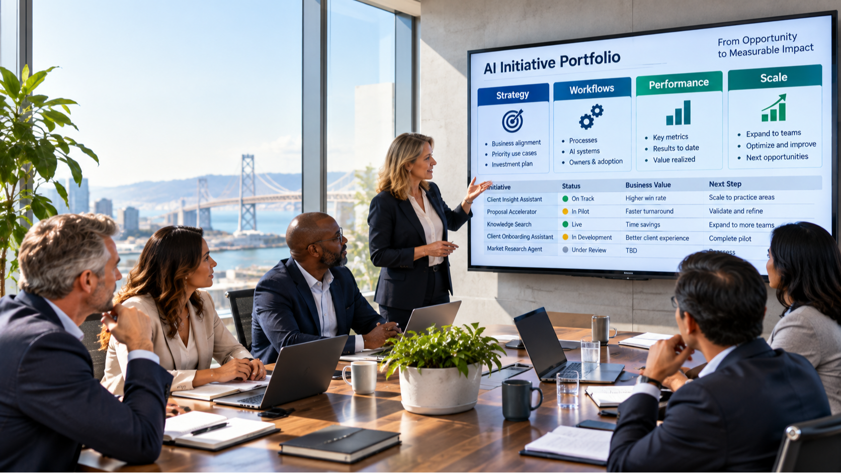 Successful AI starts with strategy—and turns implementation into measurable performance.