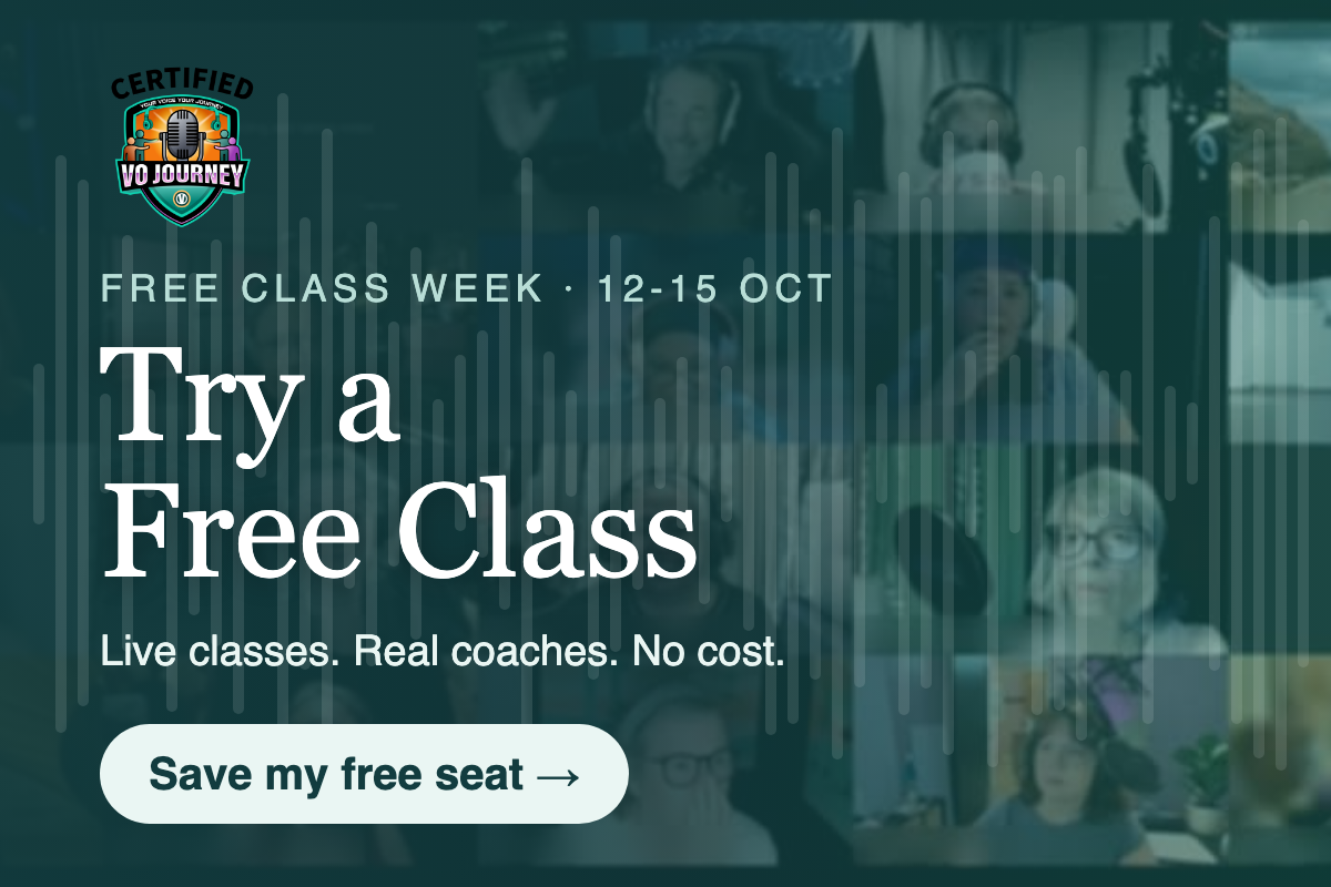 Try a free class at VO Journey Academy - Free Class Week 12-15 October