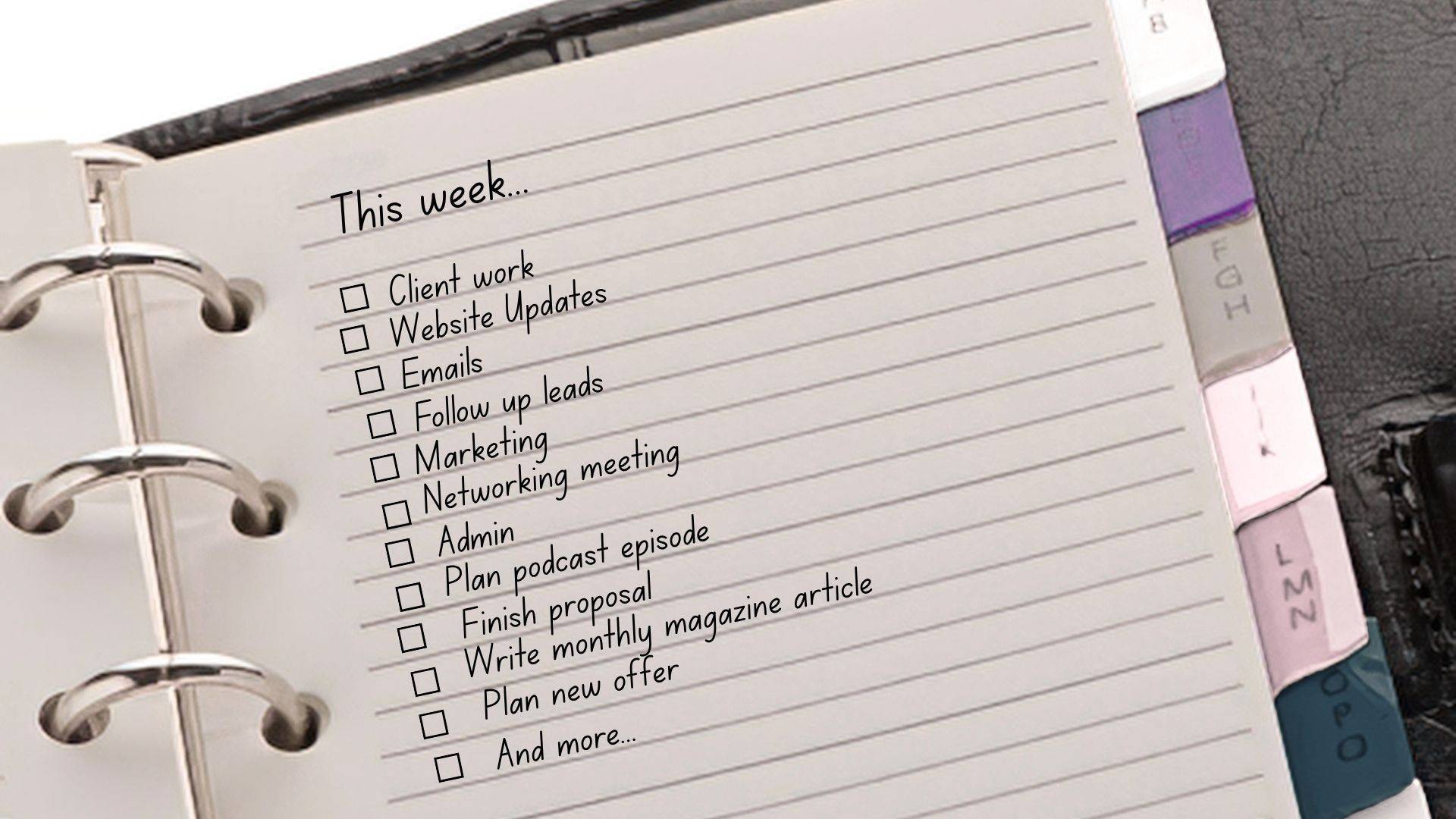 Weekly business to-do list