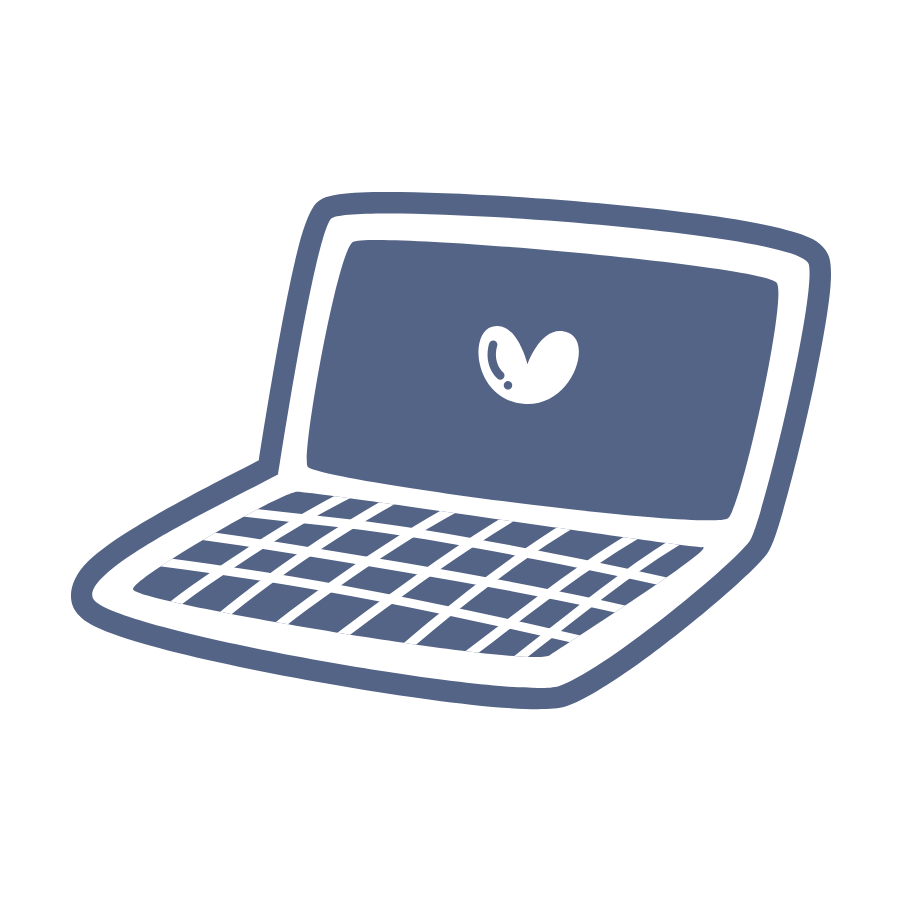 Doodle of a laptop with a heart at the top.