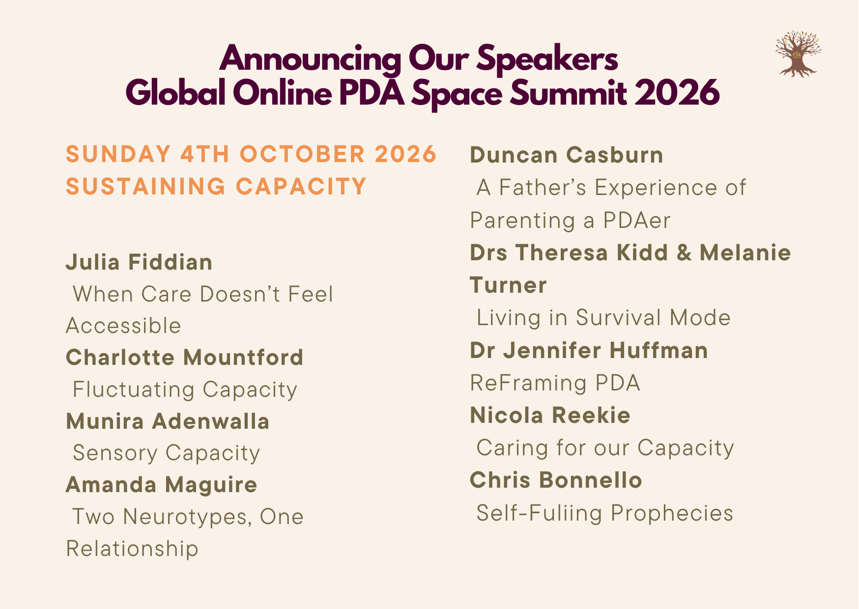 Sunday 4 October 2026 Summit speaker lineup