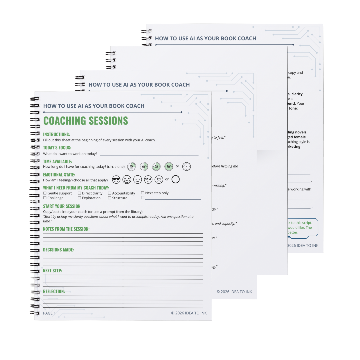 stack of four worksheets
