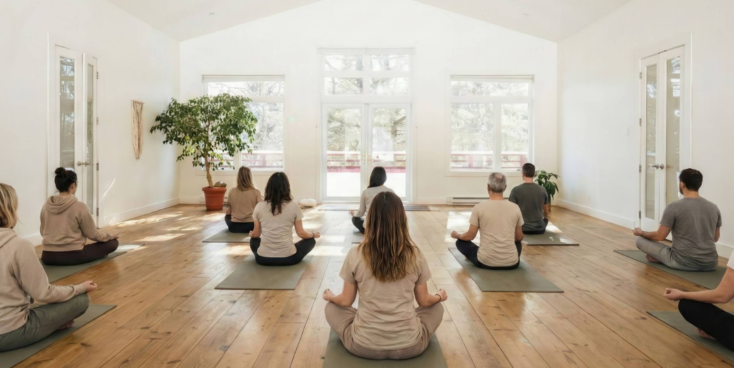 Une méditation guidée en groupe, assis sur coussin ou sur chaise