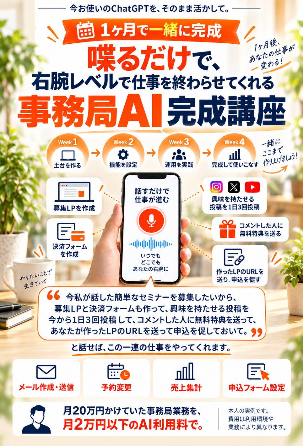 喋るだけで、右腕レベルで仕事を終わらせてくれる 事務局AIを完成させる1ヶ月ブートキャンプ