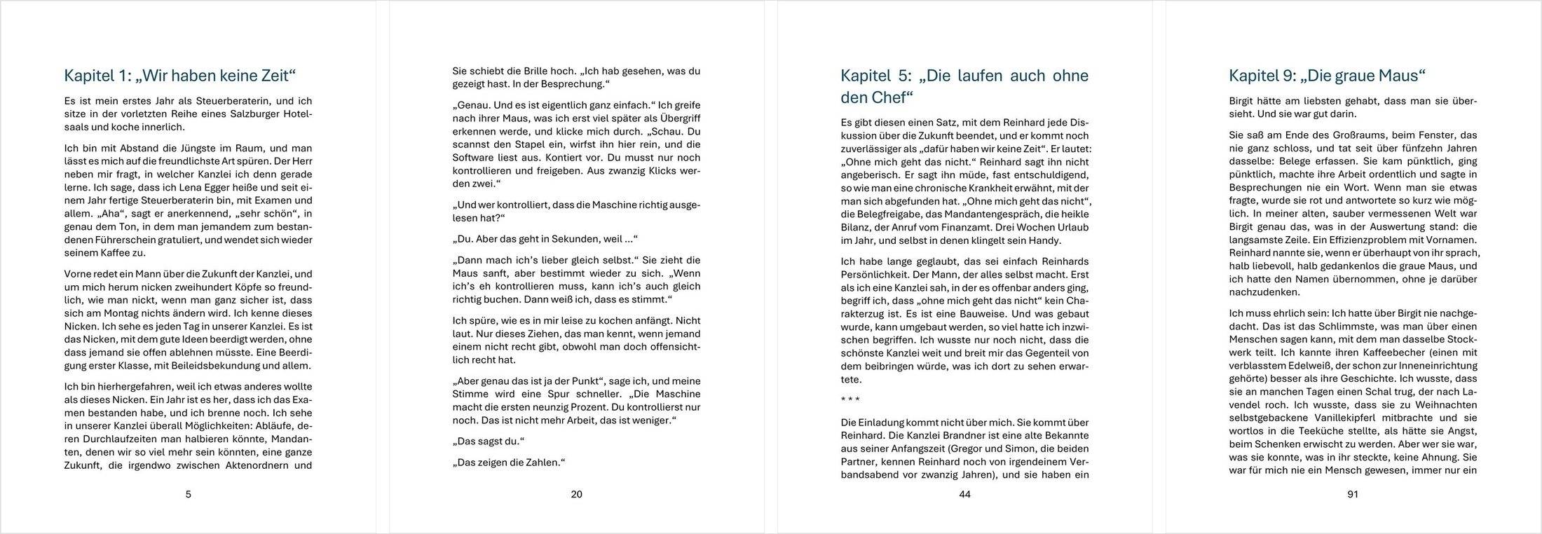 Blick ins Buch: Seite 5, Seite 20, Seite 44 und Seite 91
