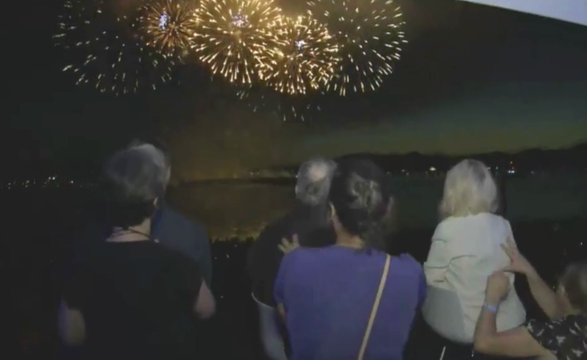 Blind and low-vision enjoy fireworks with assistants describing through touch and words