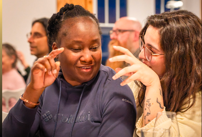 Participants describe fireworks through touch and talk