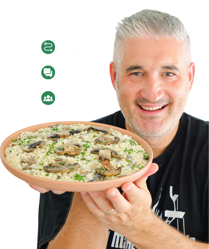 Vincenzo holding a finished Italian dish - final photo placeholder