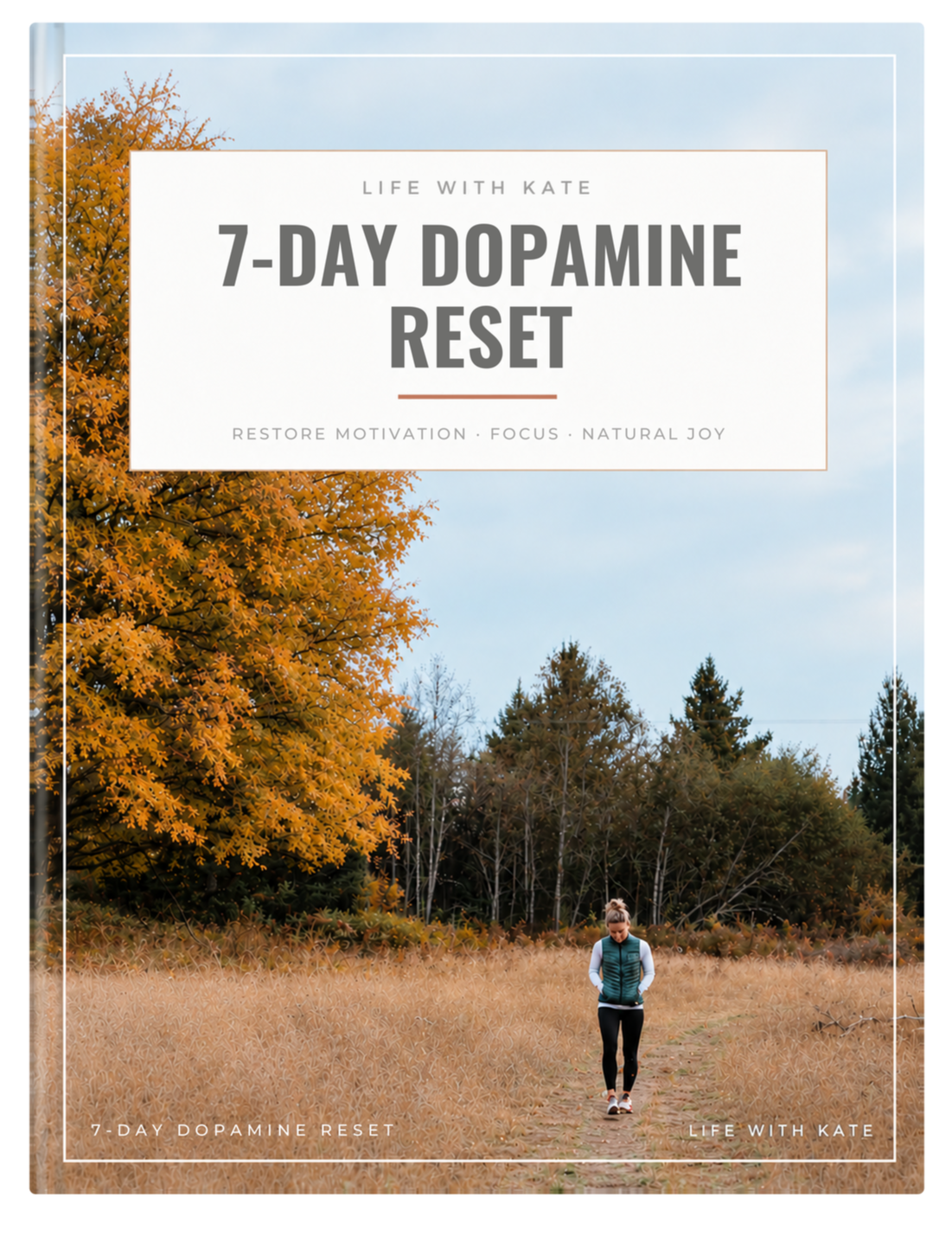 Processing Emotions guidebook cover mockup with Kate portrait in outdoor setting