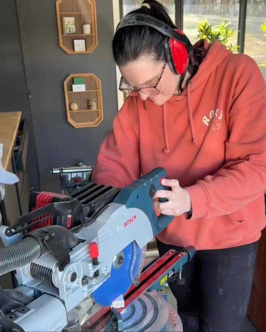 Jade using a mitre saw