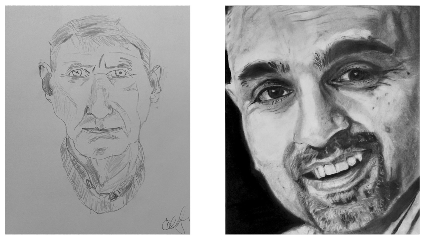 Andy portrait drawing after three months in the program