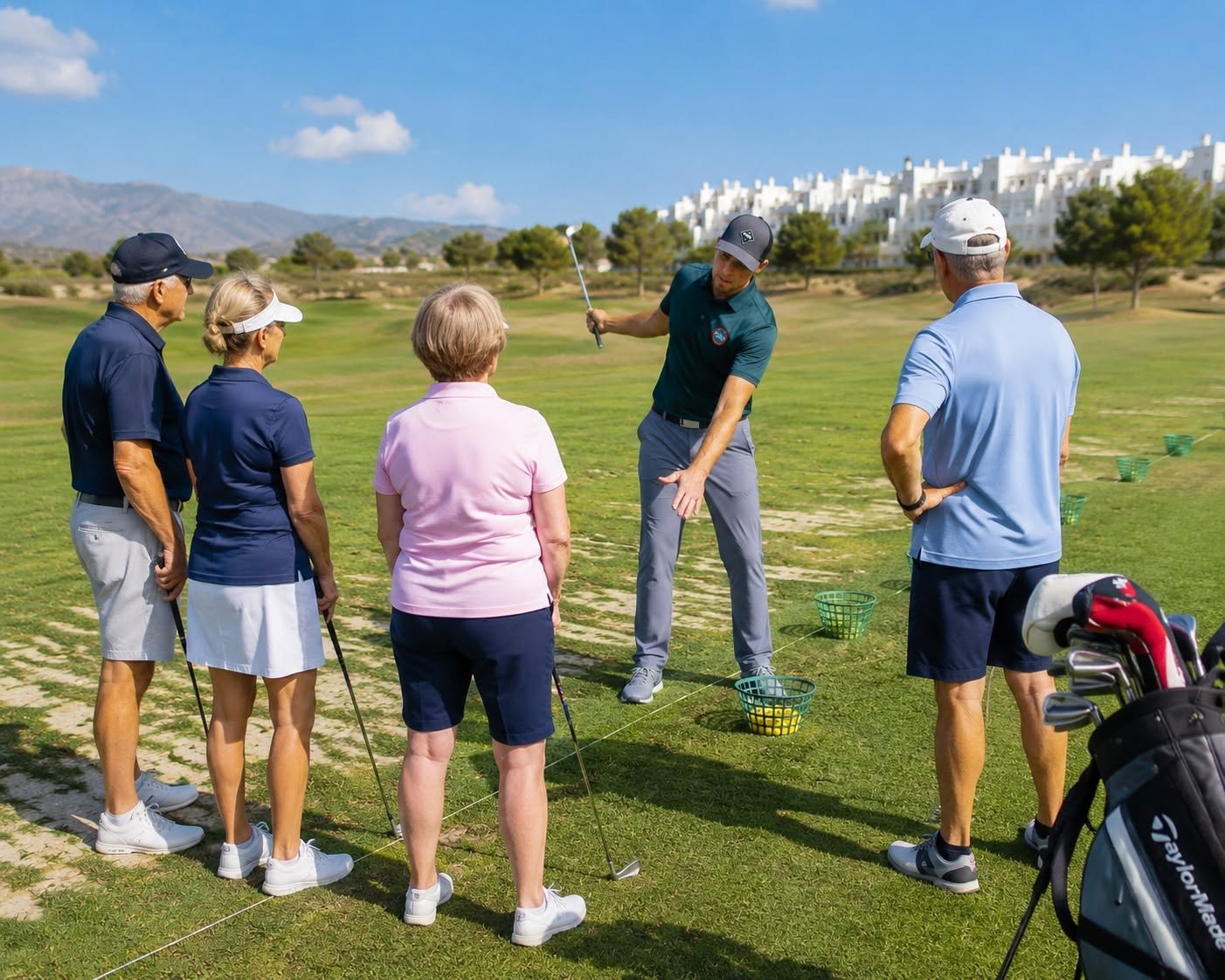 Roy coaching a group of golfers