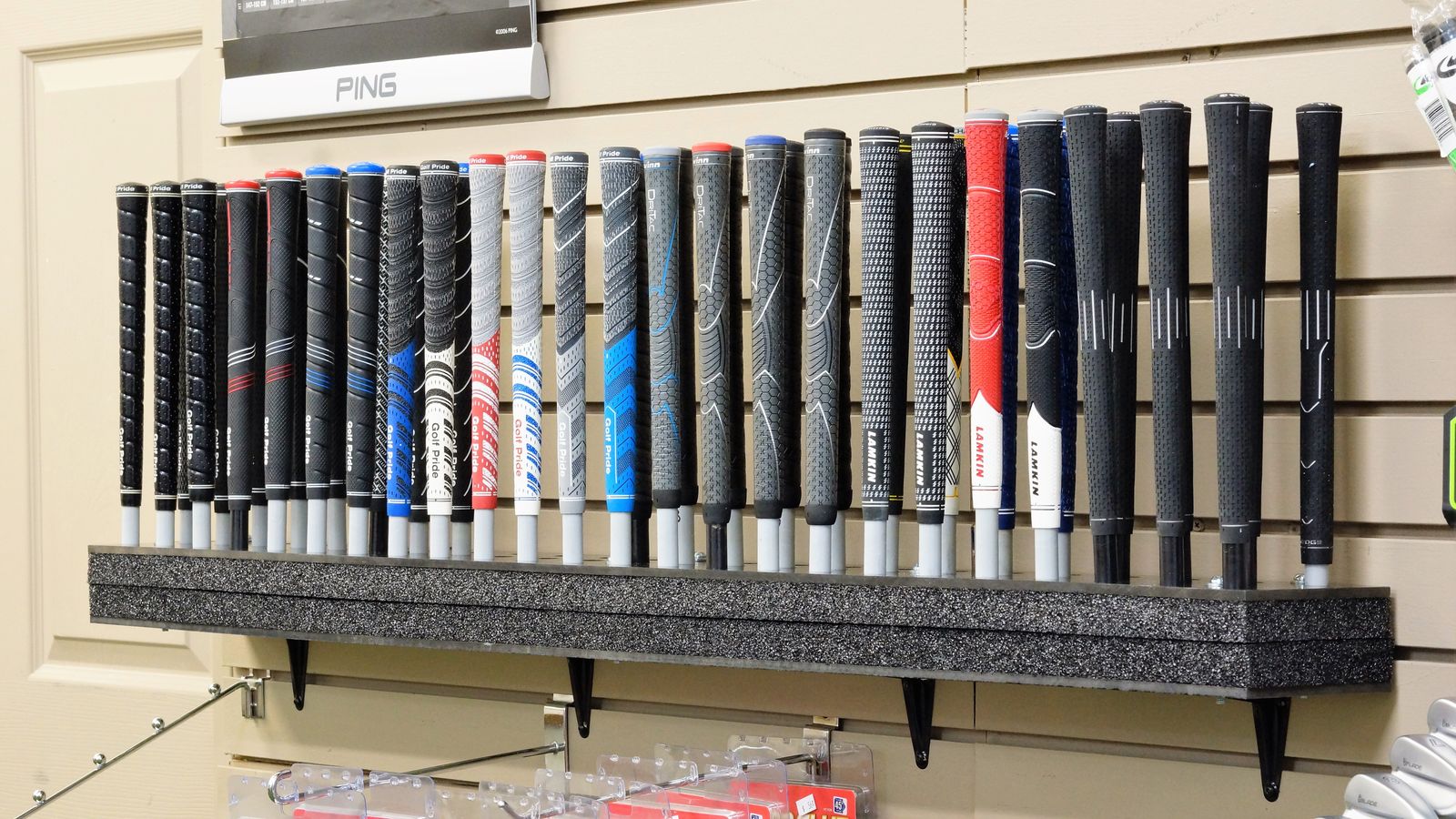 Grip options in the workshop.