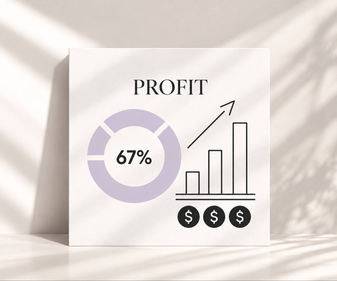 Personalised Vision Board graphic featuring a 67% profit margin, rising bar chart and three income streams.