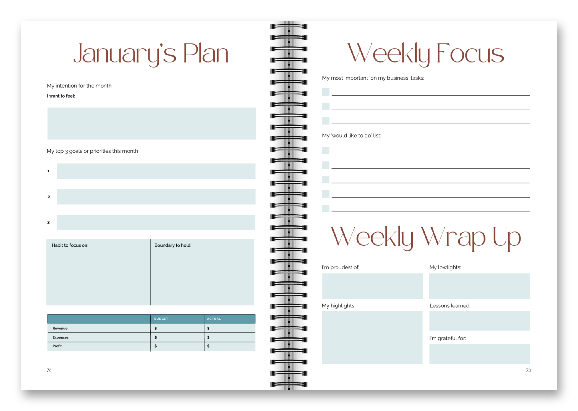 Monthly and Weekly Goal Setting