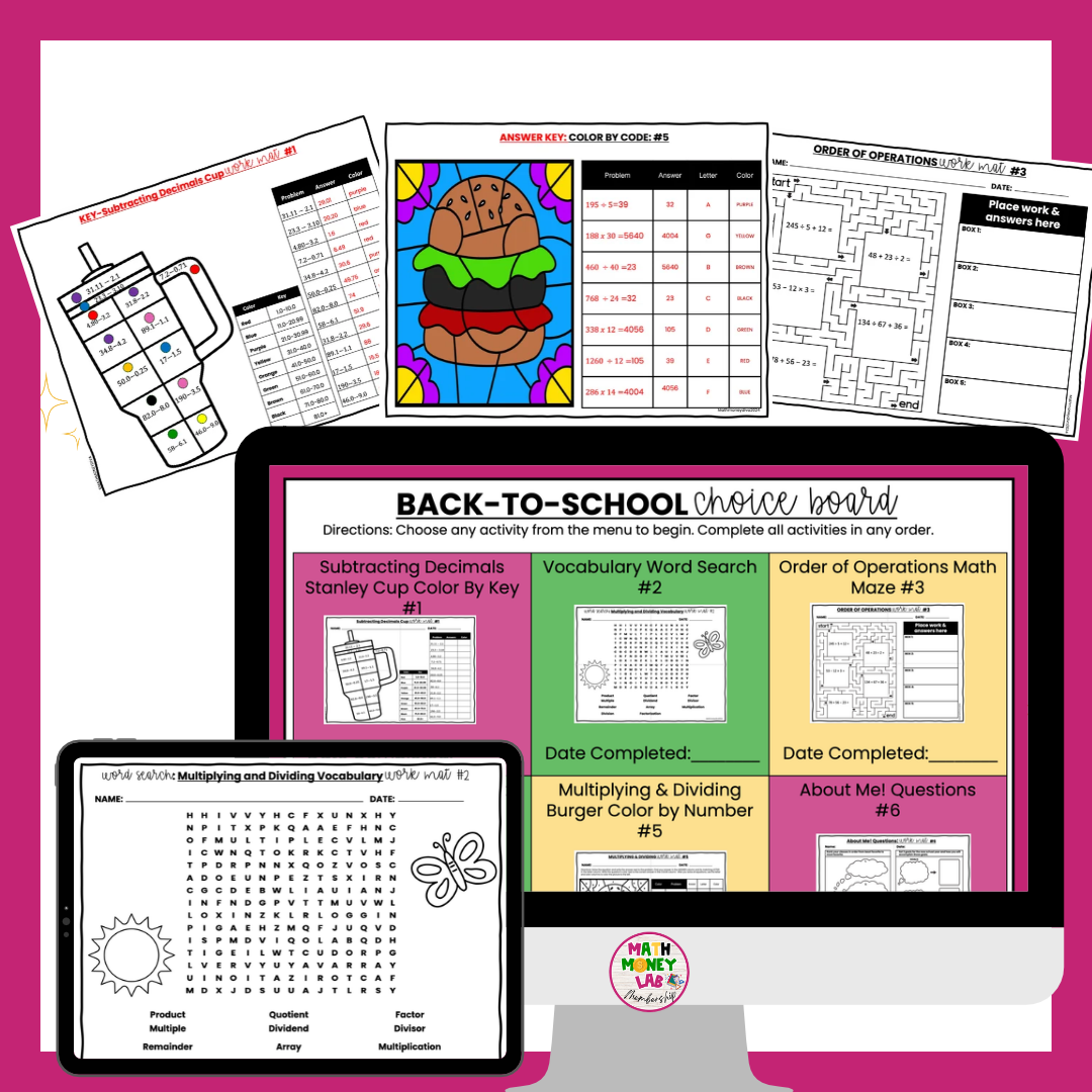 The Math Money Lab resource library