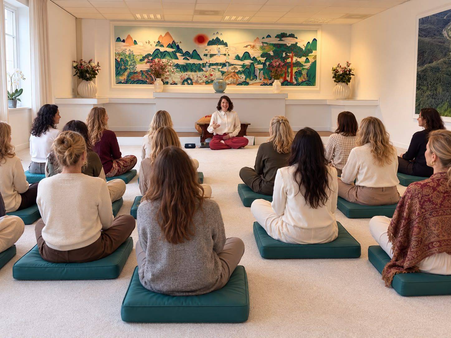 Women attending a meditation and energy workshop