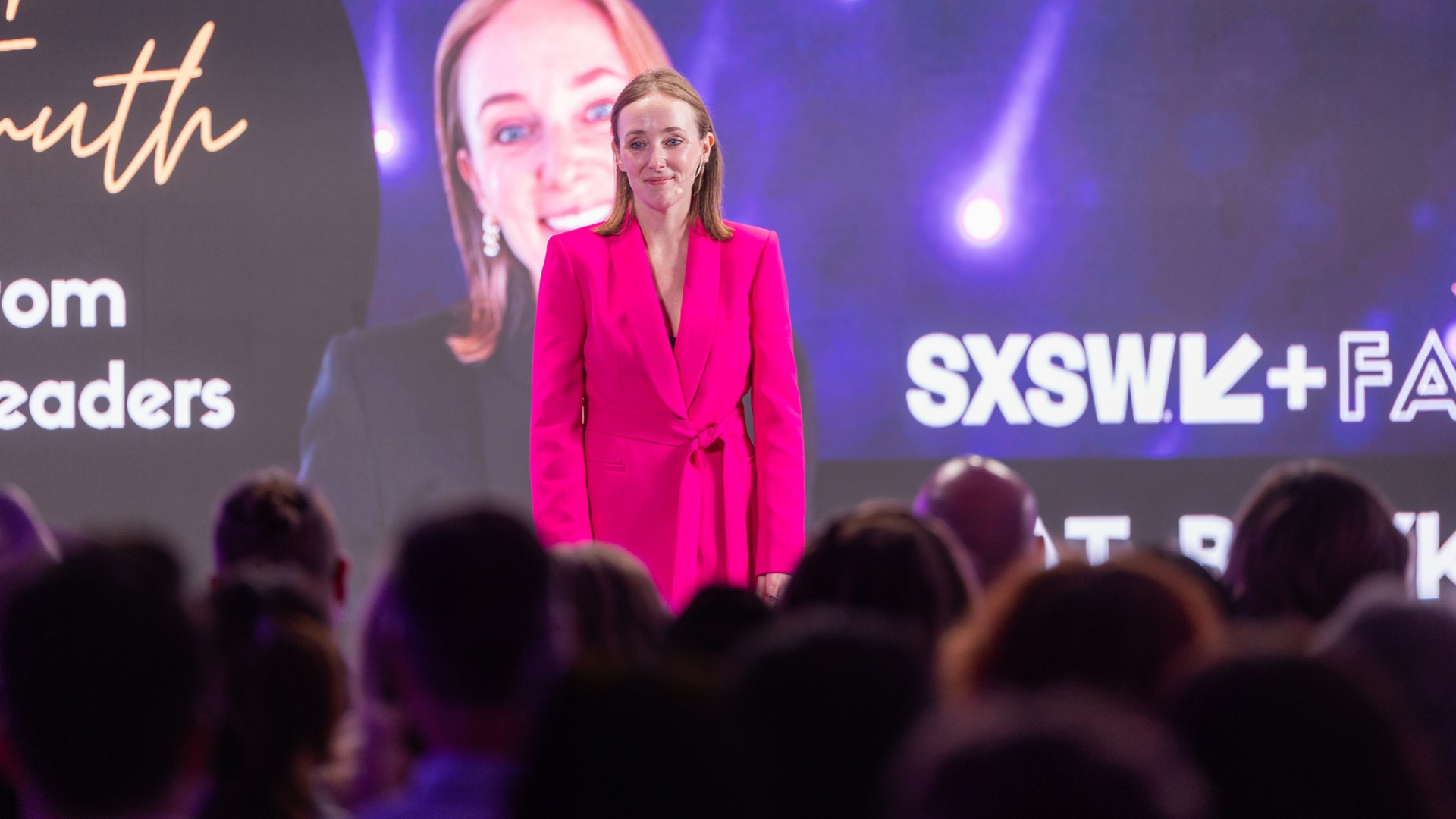 A FABx speaker on stage at SXSW