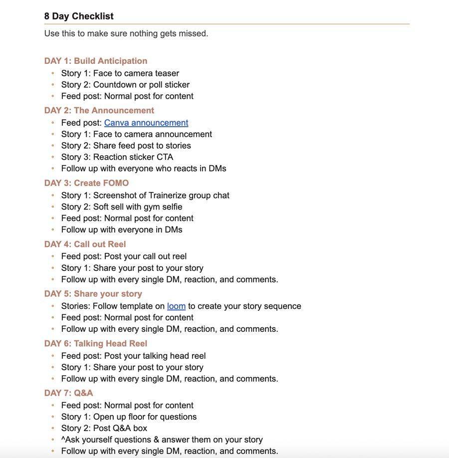The 8-day promotion checklist