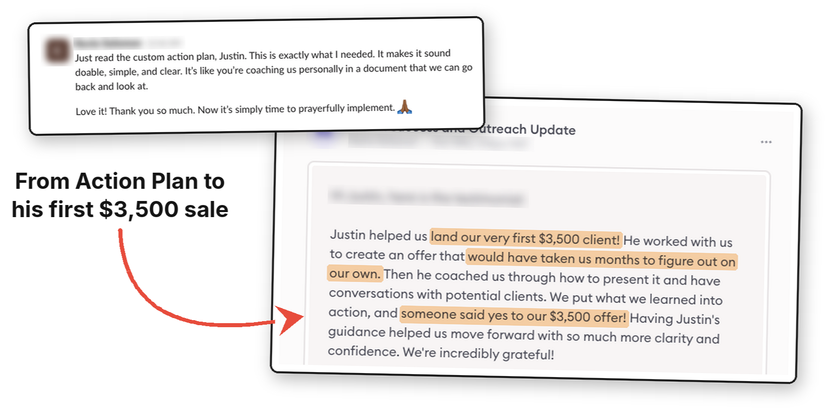 Kevin's testimonial: his first $3,500 client