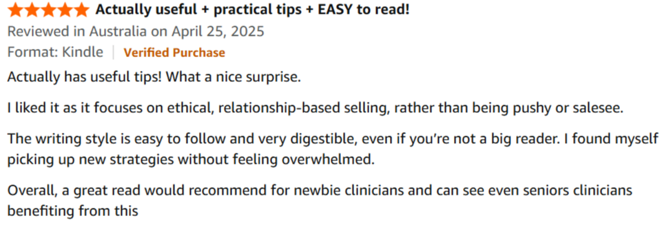 Clinician testimonial screenshot