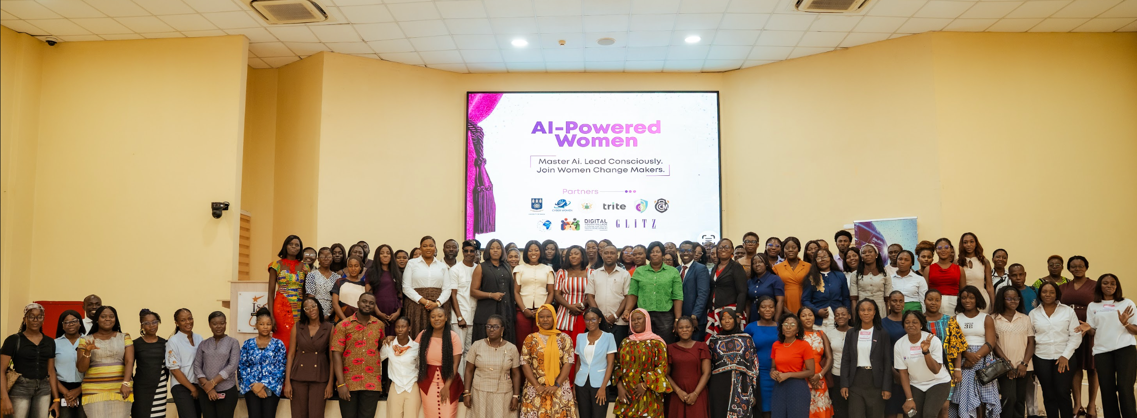 Community group photograph at the AI-Powered Women Ghana launch