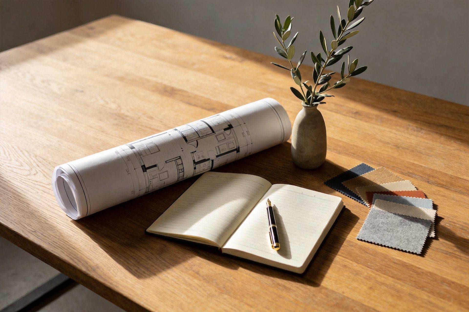 Cuaderno de notas sobre planos de un proyecto